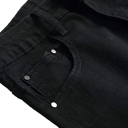 Miniatura 4 de HUNGSON Pantalones de mezclilla ajustados y elásticos para hombre, ajuste recto
