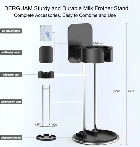 Miniatura 6 de DERGUAM Espumador de leche para café, espumador de leche eléctrico de mano, espumador de leche, mini mezclador y espumador de café para frappé