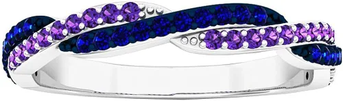 Miniatura 2 de Dazzlingrock Collection - Banda apilable de oro de 14 quilates con amatista y zafiro azul