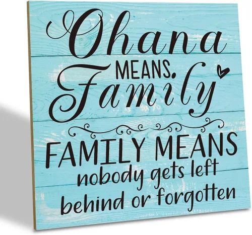 Miniatura 9 de Placa de Madera Familiar, "La Familia Significa Que Nadie Se Queda Atrás o Se Olvida", 15.7x15.7 cm Cartel de Arte de Mesa, Decoración de Cita