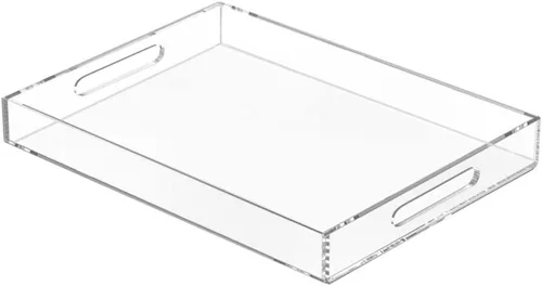 Miniatura 22 de NIUBEE Bandeja acrílica para servir de 12 x 12 pulgadas -a prueba de derrames- bandeja organizadora decorativa para mesa de café otomana y encimera