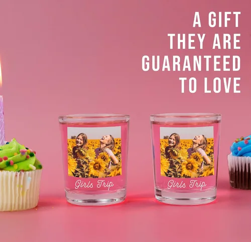Miniatura 2 de Paquete de 2 vasos de chupito de 2.5 onzas, regalos para papás y madres, imágenes o imágenes personalizadas: aniversarios, regalos de fiesta