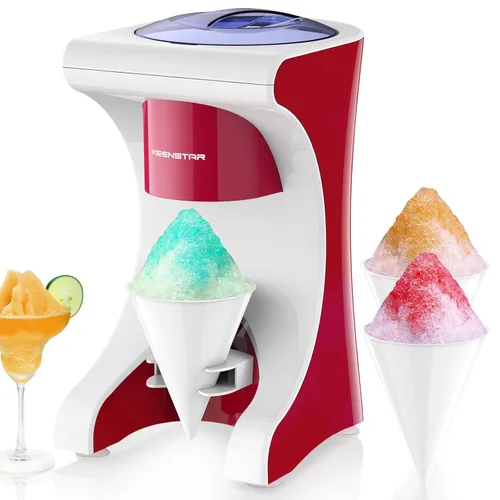 Miniatura 8 de Máquina de Conos de Nieve de Hielo Raspado con 3 Vasos de Plástico Reutilizables, Máquina de Granizados de Mesa para Conos de Nieve Caseros, Bolas