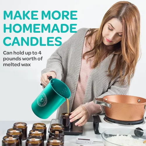 Miniatura 7 de Hearts & Crafts Macetas de velas, jarra de aluminio para vertir velas de 64 onzas, olla para hacer velas para cera derretida de 4 libras