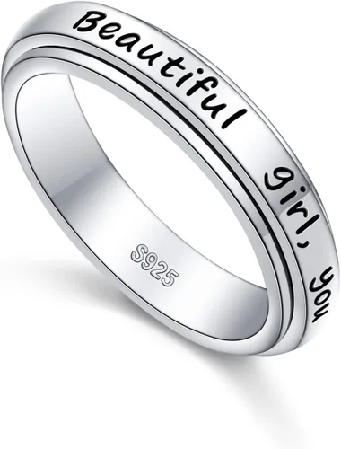 Anillos giratorios de plata de ley S925 para ansiedad, preocupación, aliviar el aburrimiento, TDAH, autismo, banda para mujeres y adolescentes