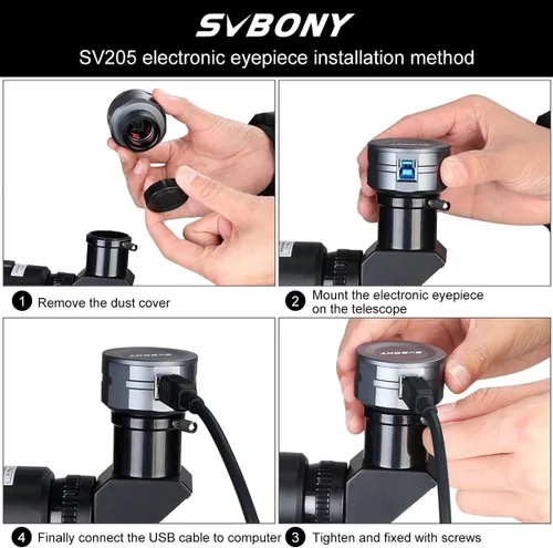 Miniatura 5 de SVBONY Cámara de astrofotografía SV205, sensor IMX415 de 1.25 pulgadas 7.05 MP, filtro UV/IR desmontable incorporado, cámara de telescopio CMOS