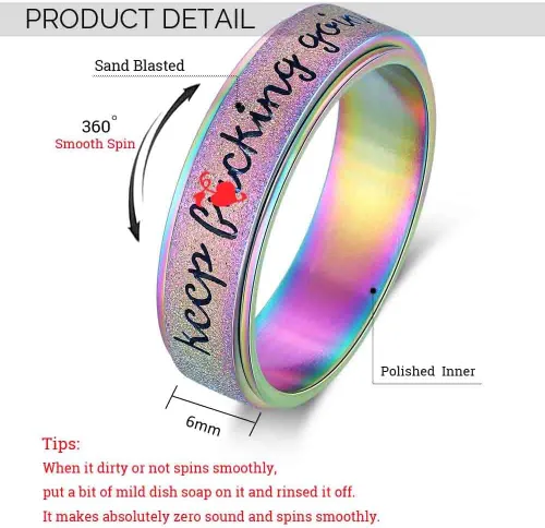 Miniatura 2 de Anillo Inicial Giratoria de Ansiedad para Mujeres Anillo de Ansiedad para Mujeres y Hombres Anillo de Pulgar para Hombres Anillo Giratoria de Plata