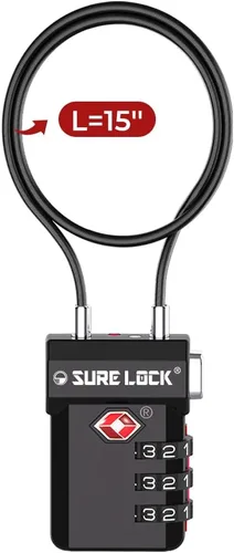 SURE LOCK Cerraduras de equipaje aprobadas por la TSA, alerta abierta, diales de fácil lectura, cerraduras de equipaje de viaje para maleta,