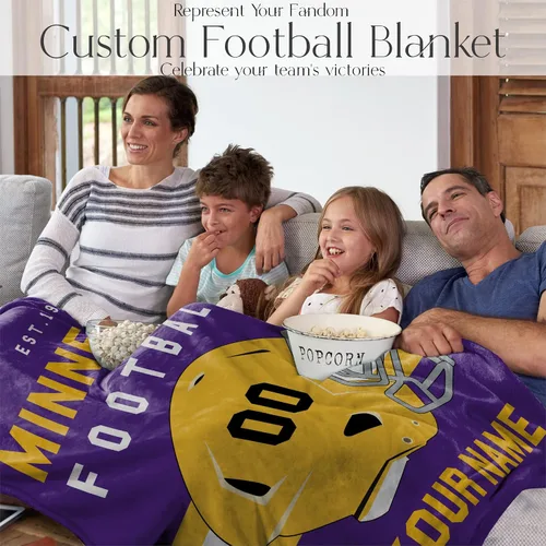 Miniatura 149 de Manta personalizada para fanáticos del fútbol americano – Se envía al día siguiente – Hecha en Estados Unidos – Manta de vellón personalizada