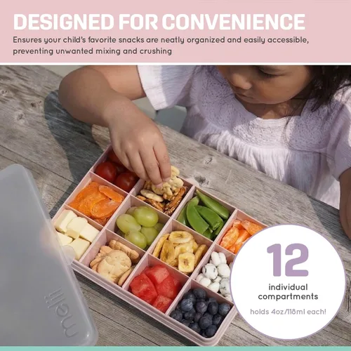 Miniatura 8 de melii Snackle Box Contenedor de aperitivos de 12 compartimentos con separadores extraíbles, almacenamiento de alimentos sin BPA para viajes