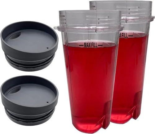 Miniatura 6 de Vaso de repuesto de 16 onzas con 4 pestañas y tapa, compatible con Nutri NINJA FIT 700 W, procesador de alimentos 2 en 1, licuadora profesional