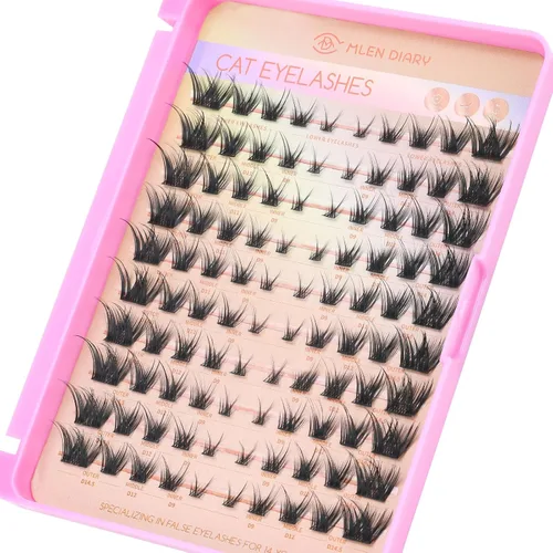 Miniatura 15 de MLEN DIARY 132 racimos de pestañas de ojo de zorro, pestañas de ojo de gato, extensiones de pestañas individuales con pestañas inferiores, rizo 4D