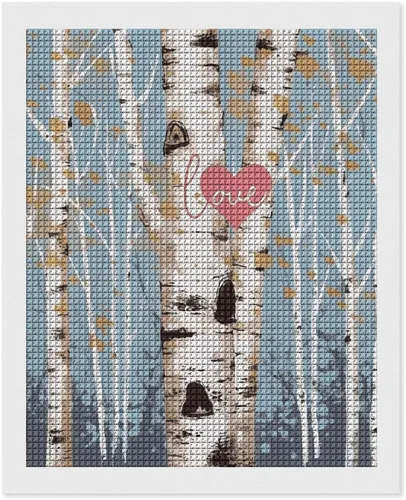 Miniatura 9 de Pintura de diamante de árbol de abedul de amor, 8 x 12 pulgadas, pintura de diamante 5D, kit de imagen de diamante para adultos, taladro cuadrado