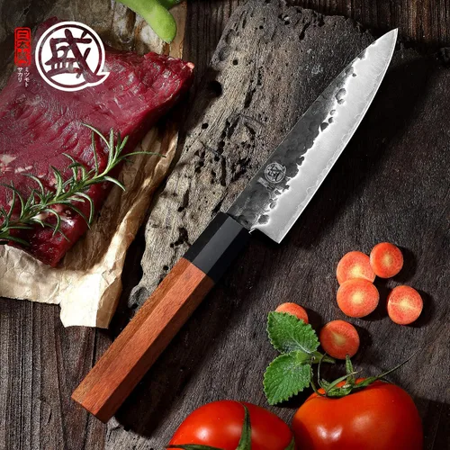 Miniatura 9 de MITSUMOTO SAKARI Cuchillo de pelar japonés de 5.5 pulgadas, acero 9Cr18MoV de 3 capas Fruit Peeling and Trimming, Small Vegetable Prep, Petty