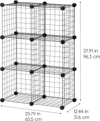 Miniatura 3 de IRIS USA Organizador de almacenamiento de cubos de alambre modulares de 6 cubos, estantería de metal ajustable y expandible para closet, baño