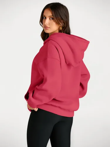 Miniatura 130 de Trendy Queen - Sudaderas extragrandes con capucha para mujer, suéteres de manga larga, sin botones, de vellón, de otoño, ropa de invierno