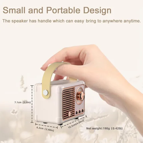 Miniatura 2 de Altavoz Retro Ideas de Regalo de Cumpleaños para Mujer Altavoz Inalámbrico Portátil Regalos para Mujeres, Niñas, Amigas Estilo Retro Pequeño