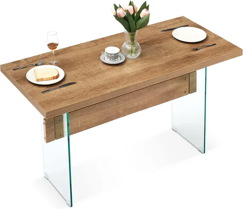 Miniatura 3 de ivinta Mesa de comedor de cristal para 4-6 personas, mesa de cocina rectangular de 55 pulgadas para espacios pequeños, comedor, sala de estar