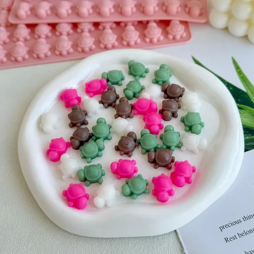 Miniatura 3 de Paquete de 2 mini moldes de silicona de tortuga para chocolate, 72 cavidades de tortugas marinas de chocolate, moldes de caramelo de tortuga, cubo