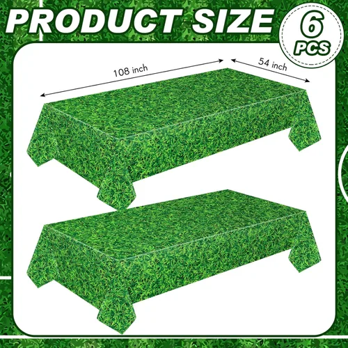 Miniatura 2 de Mixweer 6 manteles de plástico para césped de golf, decoraciones de fiesta de cumpleaños, 54 x 108 pulgadas, mantel rectangular de plástico