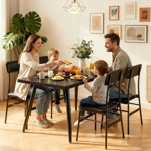 Miniatura 2 de Gizoon Juego de mesa de comedor para 4, moderno juego de mesa y sillas de cocina de 5 piezas, espacio pequeño Comedor de 4 Sillas y Mesa, marco