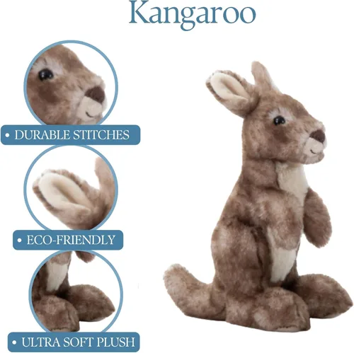 Miniatura 8 de The Petting Zoo Animal de peluche de canguro, regalos para niños, animales salvajes del zoológico Onez, juguete de peluche canguro de 9 pulgadas