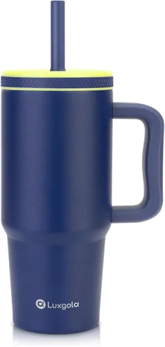 Miniatura 12 de Taza para niños de 24 onzas con asa, tapa de rosca a prueba de fugas con pajita de silicona extraíble, a prueba de derrames, botella aislada