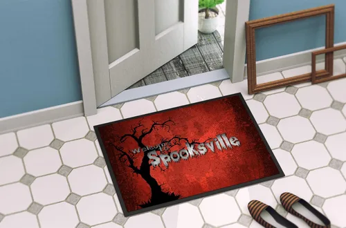 Miniatura 4 de Caroline's Treasures SB3008MAT - Felpudo de Halloween con texto en inglés "Welcome to Spooksville", 18 x 27 pulgadas, para interiores y exteriores