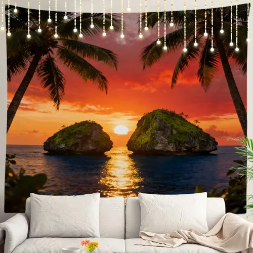 Miniatura 108 de Shrahala Tapiz de pared con paisaje de lago de otoño, bosque amarillo, para colgar en la pared, tapiz grande, decoración de fibra de poliéster