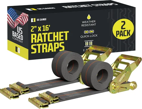 Miniatura 9 de Correas de Trinquete E Track para Sujeción de Carga, (Paquete de 2) 2 x 7 Correas de Trinquete Azules de Servicio Pesado, Correa de Trinquete