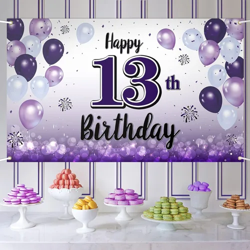 Miniatura 59 de Decoraciones de feliz cumpleaños 30, cartel grande de globo morado de 30 cumpleaños, suministros para fiesta de cumpleaños de 30 años. 30 (EE. UU.)