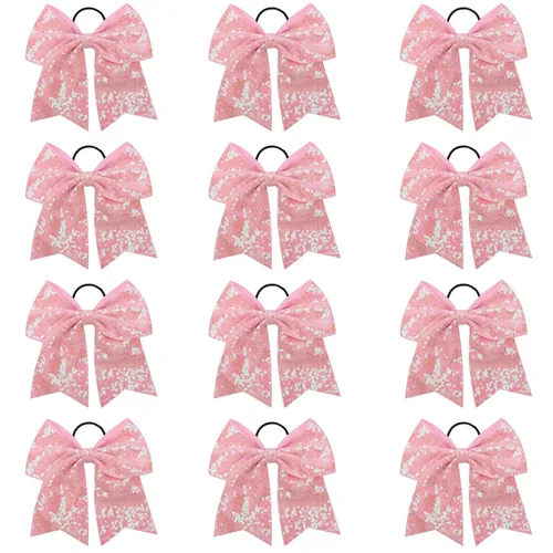 Miniatura 20 de 18 PCS 8" Large American Flag Cheer Hair Bows Ponytail Holder Elastic Band Handmade for Cheerleaders Teen Girls College Sports