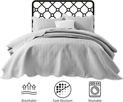 Miniatura 85 de MOONLIGHT20015 Edredón tamaño King (106 x 96 pulgadas) con 2 fundas de almohada (20 x 36 + 2 pulgadas) para todas las estaciones, juego de cama Azul