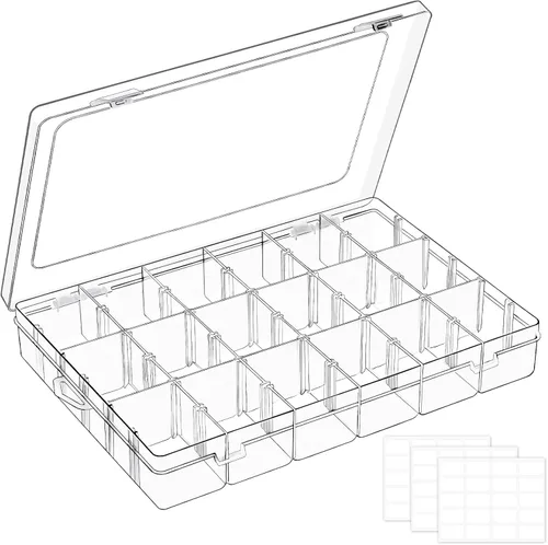 Miniatura 9 de Mauproy Caja Organizadora de Plástico Grande con 15 Rejillas y Divisores Ajustables, Organizador Transparente de Manualidades y Caja