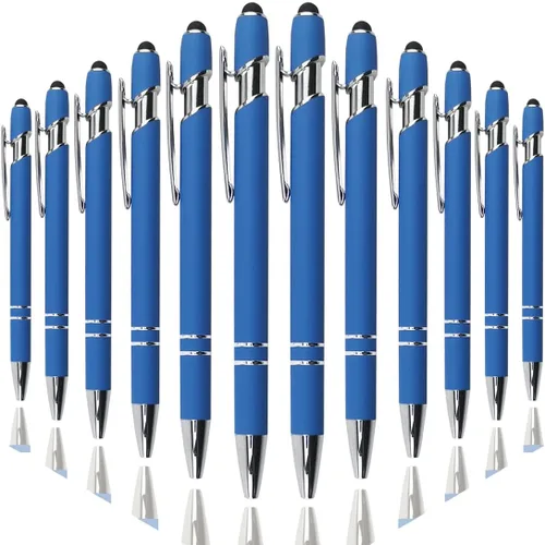 Miniatura 18 de Oddmoal Bolígrafo con punta de lápiz, bolígrafo de metal suave al tacto, punta media de 0.039 pulgadas, tinta negra, 12 unidades (color mezclado)