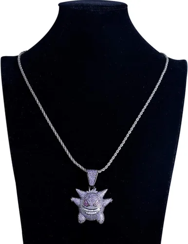 Miniatura 6 de KMASAL Jewelry Men Hip Hop Iced Out Bling CZ Diamond Vampire Mask & Bull Pendant 18K Gold and Silver Plated with 24 Inch Rope Chain