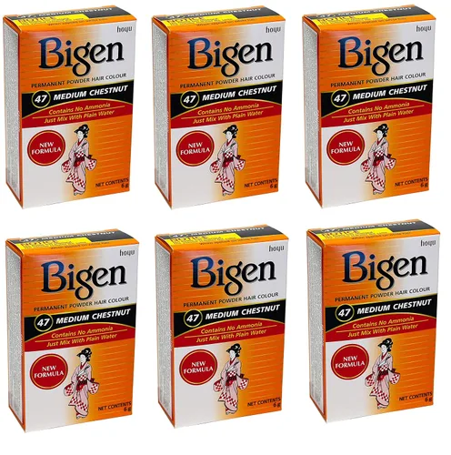 Miniatura 2 de Bigen - Tinte permanente en polvo, castaño medio #47, 0.21 onzas (caja de 6 unidades)