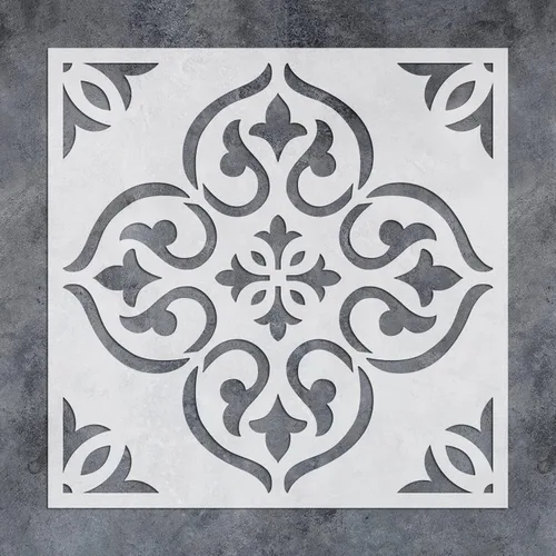 Miniatura 6 de GSS Designs - Plantilla de azulejos de joyas de 12 x 12 pulgadas, gran plantilla reutilizable para pintar y decorar la pared del piso, diseño