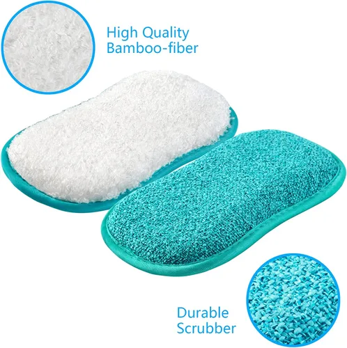 Miniatura 2 de 10 paquetes de esponjas de cocina para fregar sin rasguños, paños multiusos, esponja con un poder de estropajo resistente - Limpieza sin esfuerzo