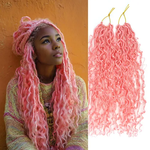 Miniatura 15 de 8 Paquetes de Rastas Falsas Bohemias de Ganchillo de 14 Pulgadas, Rastas Suaves de Ganchillo con Extremos Rizados, Pre-enrolladas, Cabello de 1B/27#