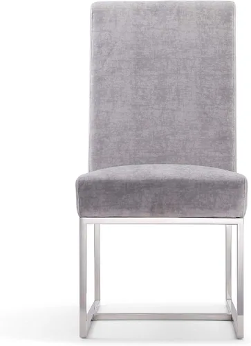 Miniatura 15 de Manhattan Comfort Element Modern - Juego de 1 sillas de comedor de terciopelo con espuma de alta densidad, marco de acero inoxidable con acabado