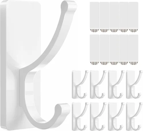 Miniatura 14 de pickpiff Ganchos adhesivos de pared con tira, sin residuos, fáciles de quitar, gancho para toallas pegajoso fuerte y resistente, paquete de 4 Negro
