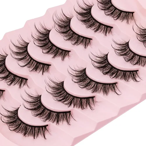 Miniatura 2 de DYSILK Pestañas esponjosas de visón, pestañas de visón, 7 pares de pestañas de visón sintético 8D, pestañas postizas de aspecto natural, pestañas