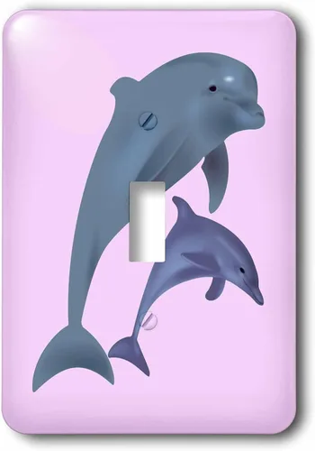rinapiro – Kids – Delfines Saltando. Color Rosa y Gris. Kids Room Decor – Interruptor de luz Covers – Single Toggle Switch (LSP _ _ _ _ _ _ _ _ _ _
