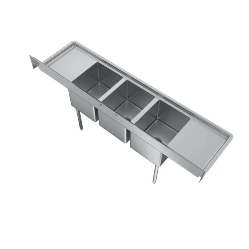 Miniatura 3 de Elkay Foodservice Fregadero de 3 compartimentos, 94 x 23.75 pulgadas OA, altura de trabajo de 36 pulgadas, cuenco de 18 x 18 pulgadas, 12 profundos