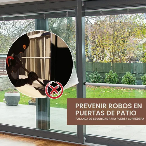 Miniatura 6 de BeBecome Barra de seguridad para puerta corrediza, barra de seguridad ajustable de 17 a 50 pulgadas para puerta de patio con puntas de goma, Blanco