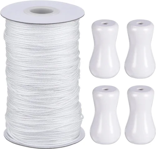 Miniatura 8 de HESTYA 1.8 mm Braided Lift Shade Cord 55 Yards/roll with 4 Pieces Wood Pendant for Aluminum Blind Shade, Gardening Plant and Crafts (Black)