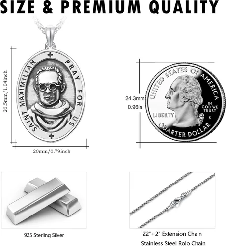 Miniatura 534 de Collar de plata de ley 925 con medalla de San Patrón, colgante de protección católica, amuleto, joyería religiosa para hombres y mujeres