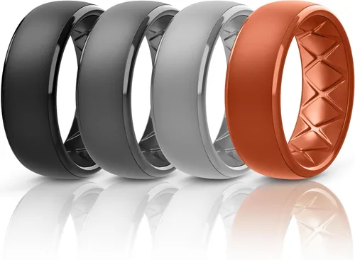 Miniatura 37 de Egnaro Anillos de boda de silicona para hombre: 1/4/6/7 Multipack de anillos de boda de goma con arco interior Diseño ergonómico transpirable
