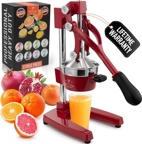 Miniatura 38 de Zulay Kitchen Exprimidor de hierro fundido, exprimidor manual resistente con coladores desmontables para una fácil limpieza, prensa de jugo